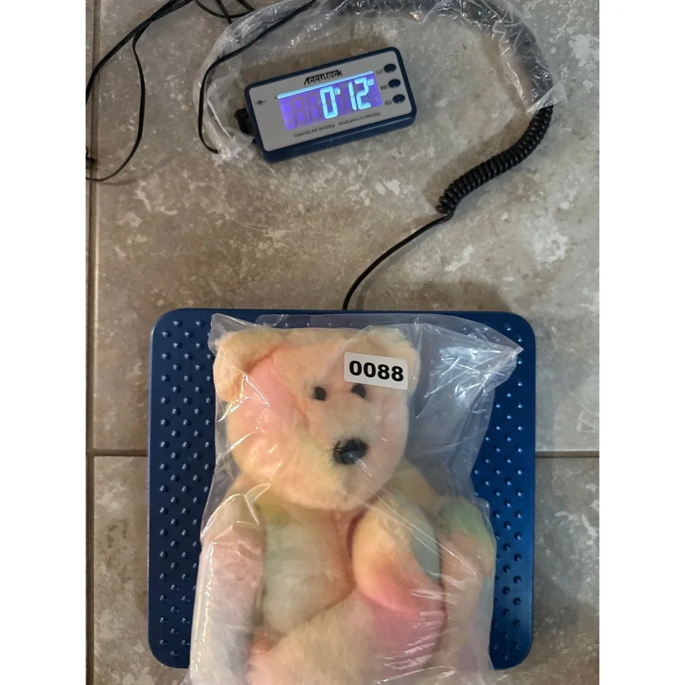 TY‎ Beanie Baby Large Peace Buddy Bear Plush Stuffed Toy Rainbow Pastel Vintage